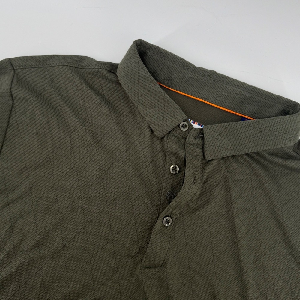 Modern Ambition Men XL Olive Green Diamond Textured  Golf Polo Shirt Short S‎